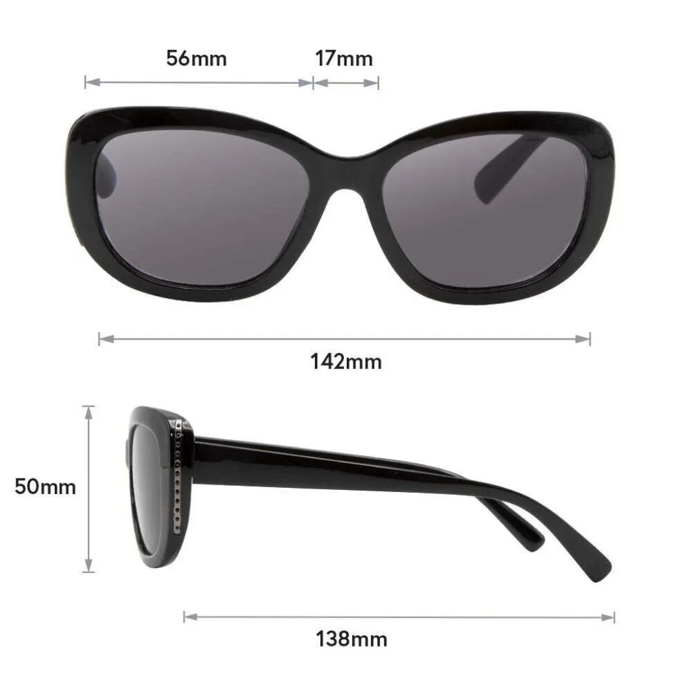 VITENZI Full Reader‎ Sunglasses for Women Vintage Tinted Venice in Black +2.75
